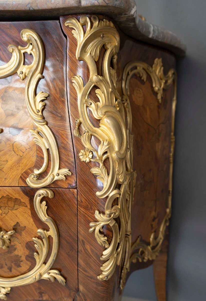 Commode marqueterie et bronze XIX-photo-3