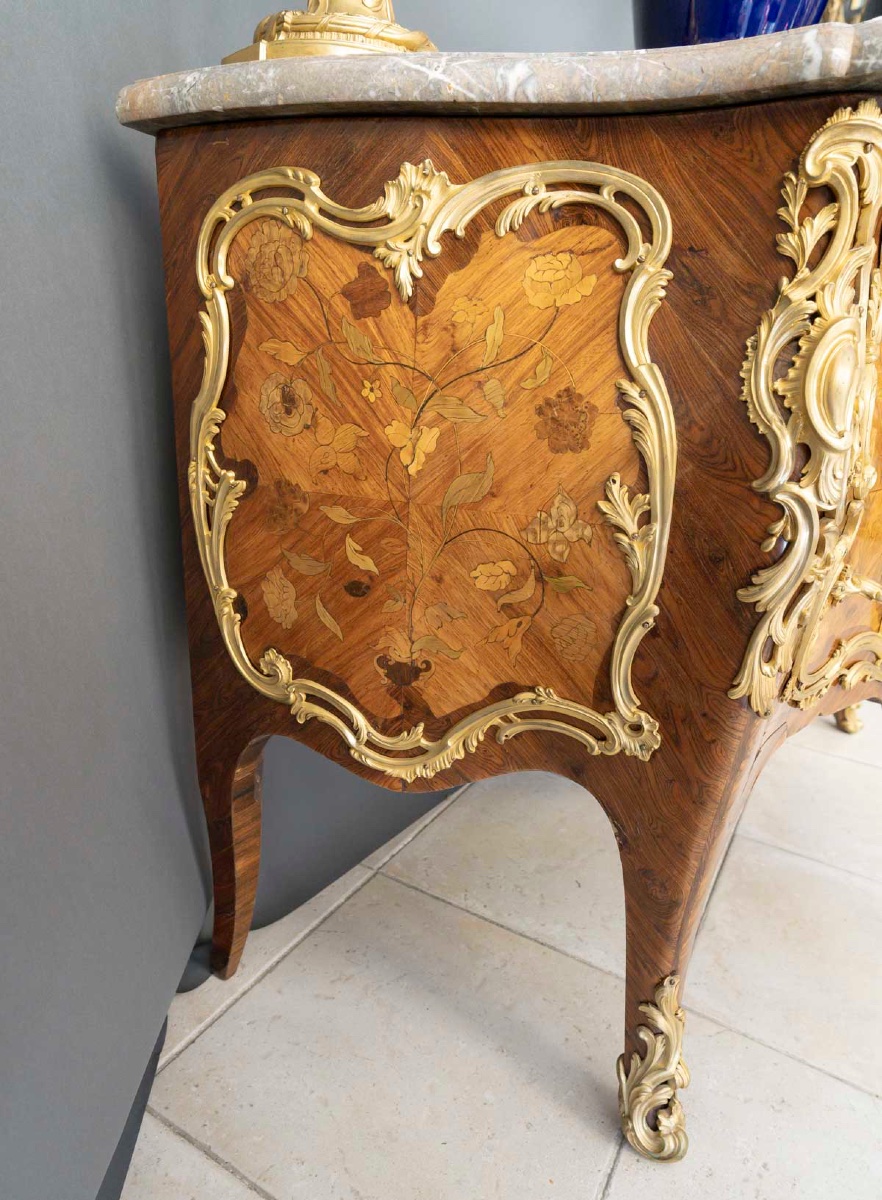Commode marqueterie et bronze XIX-photo-4