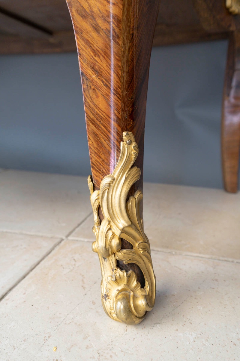 Commode marqueterie et bronze XIX-photo-1