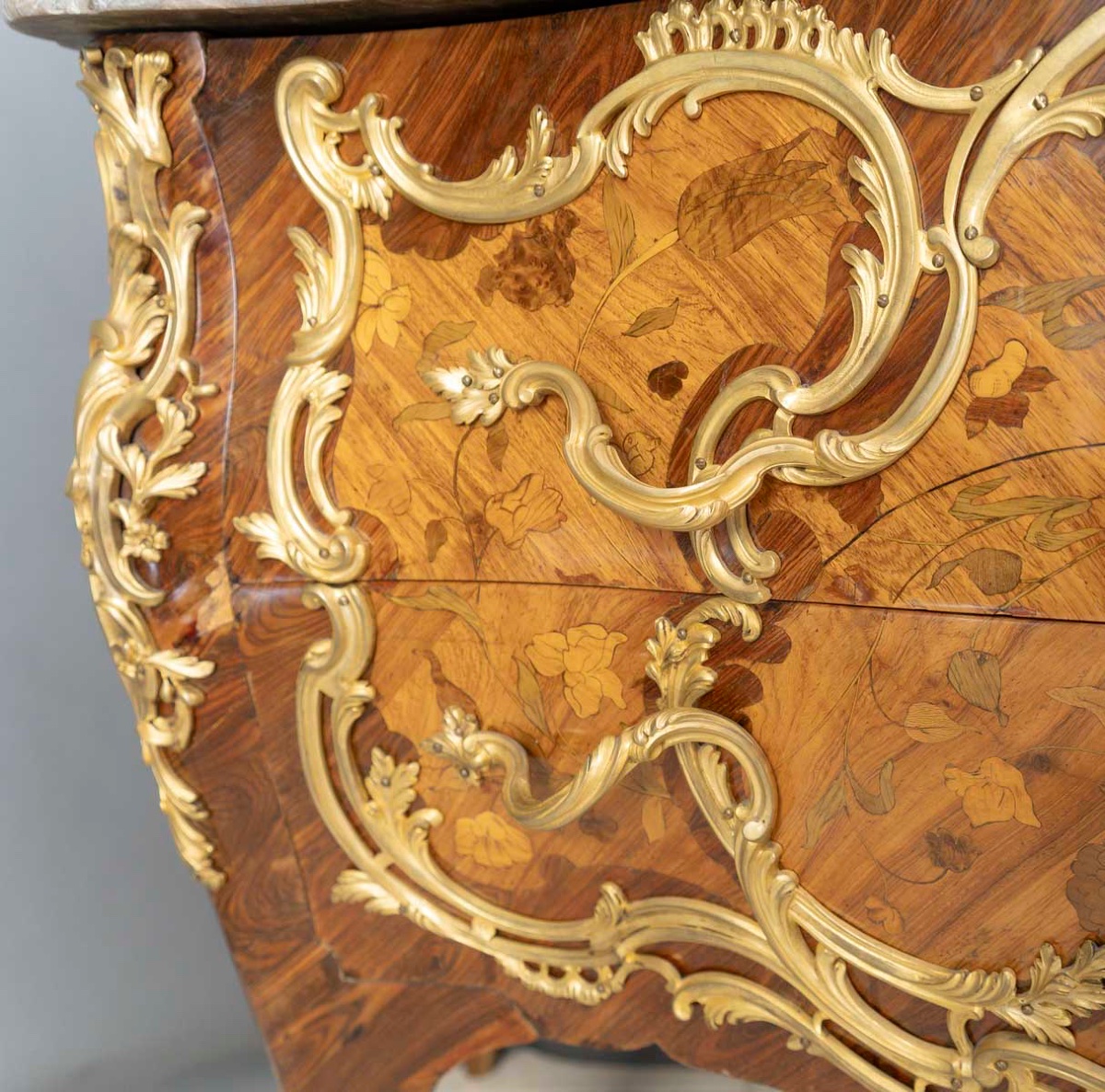 Commode marqueterie et bronze XIX-photo-2
