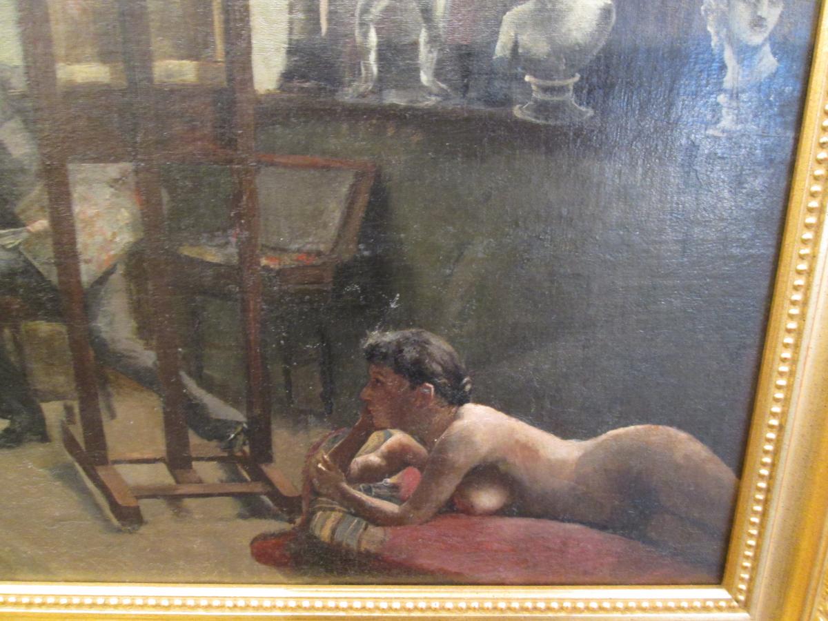 Atelier de peintre XIX Siècle (réentoilé)-photo-3