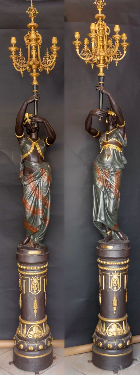 Paire De Torchères Orientaliste XIX