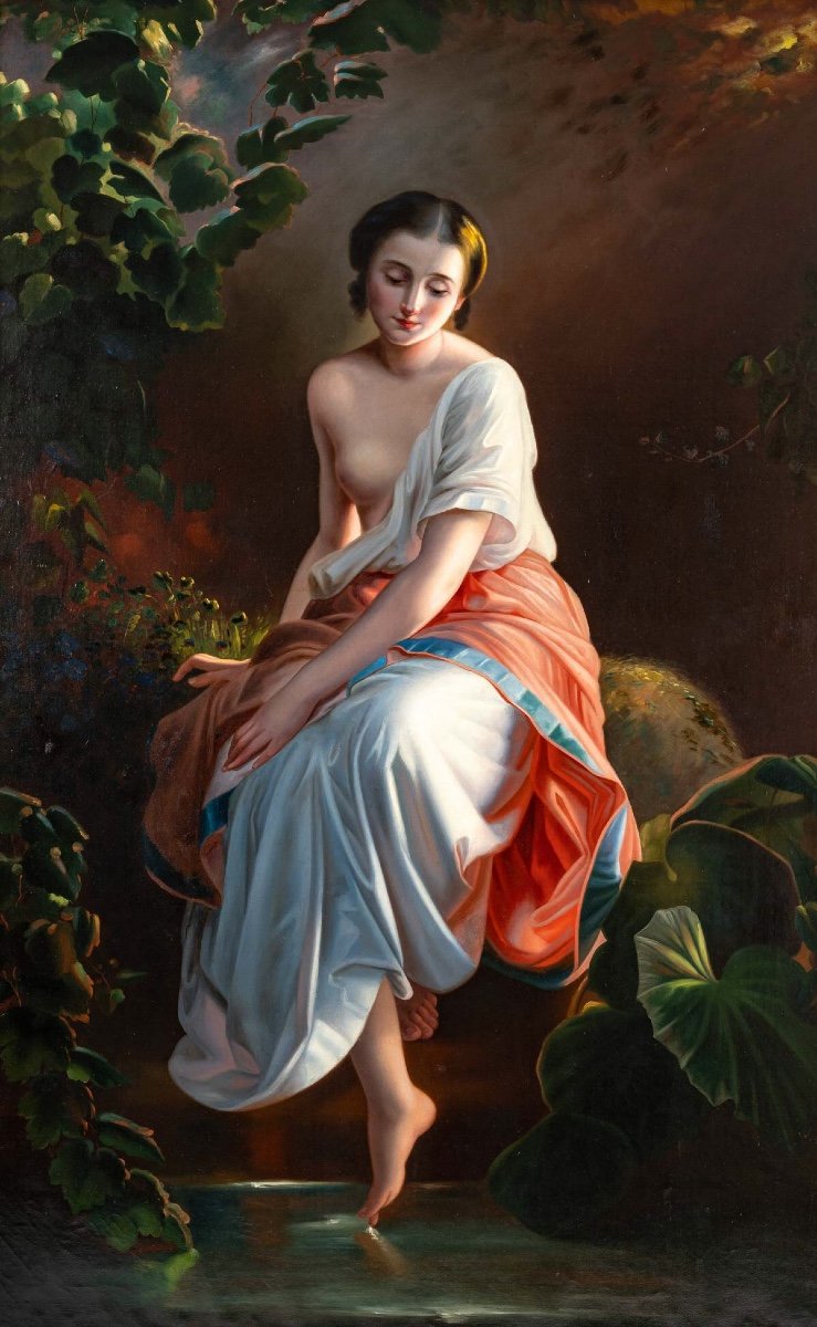 Hst Jeune Femme Dénudée  à la source 188 x 125-photo-2
