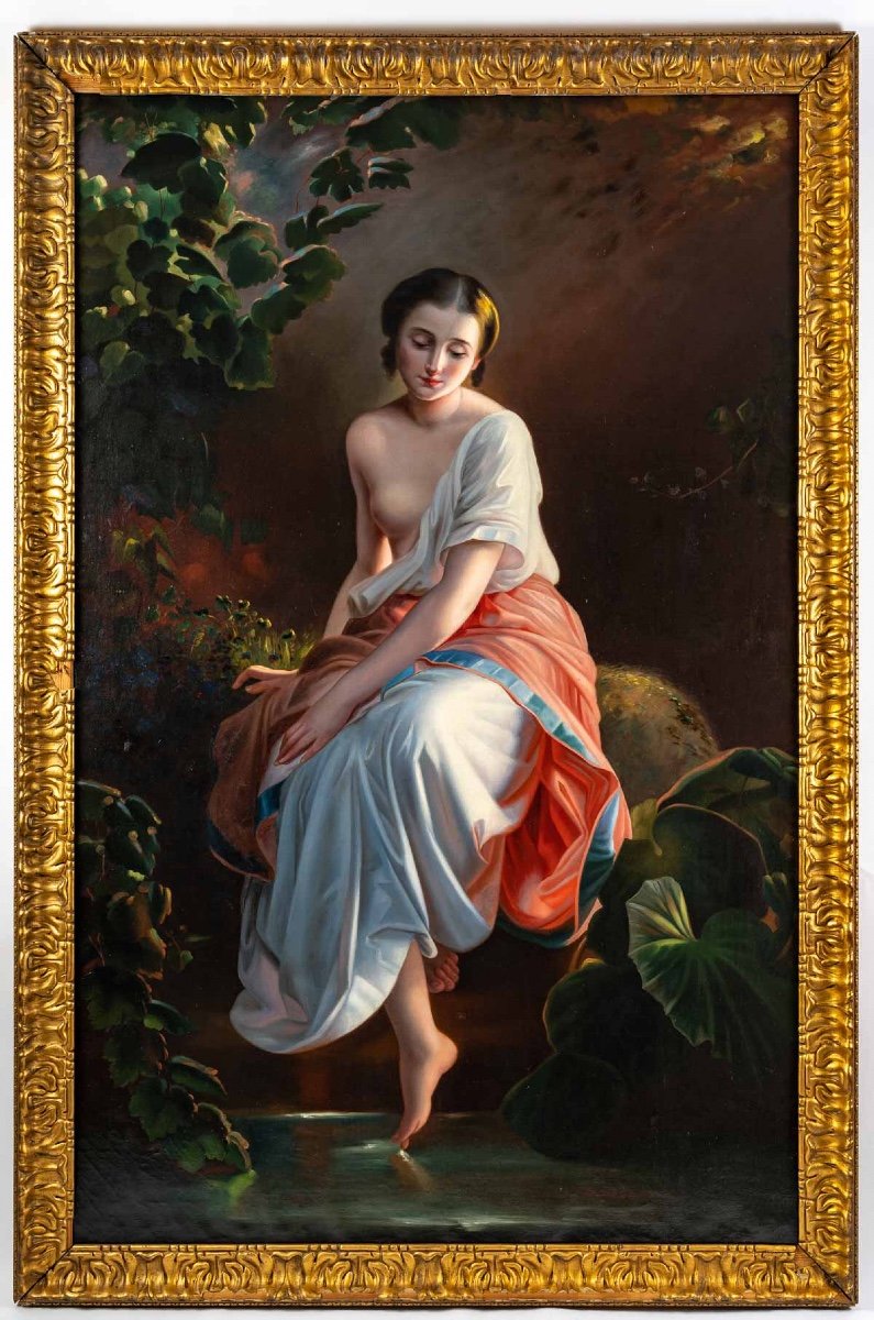 Hst Jeune Femme Dénudée  à la source 188 x 125