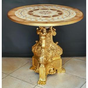 Bronze Pedestal And Marble Marquetry XIX