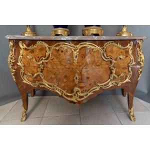 Commode marqueterie et bronze XIX