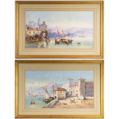 Very Nice Pair Of Watercolors XIX