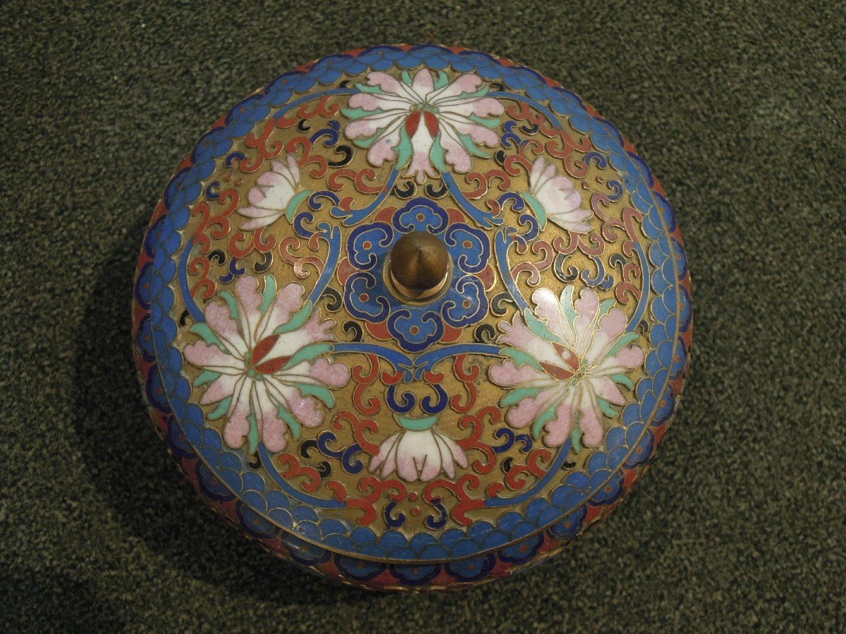 Bonbonnière Or Jar With Lid In Cloisonné Enamel, China Late 19th Century-photo-2