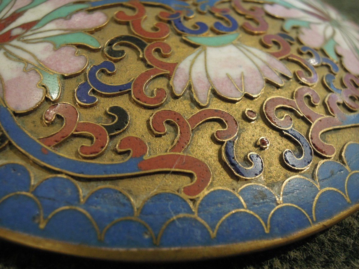 Bonbonnière ou pot à couvercle en émail cloisonné, Chine Fin XIXe-photo-1