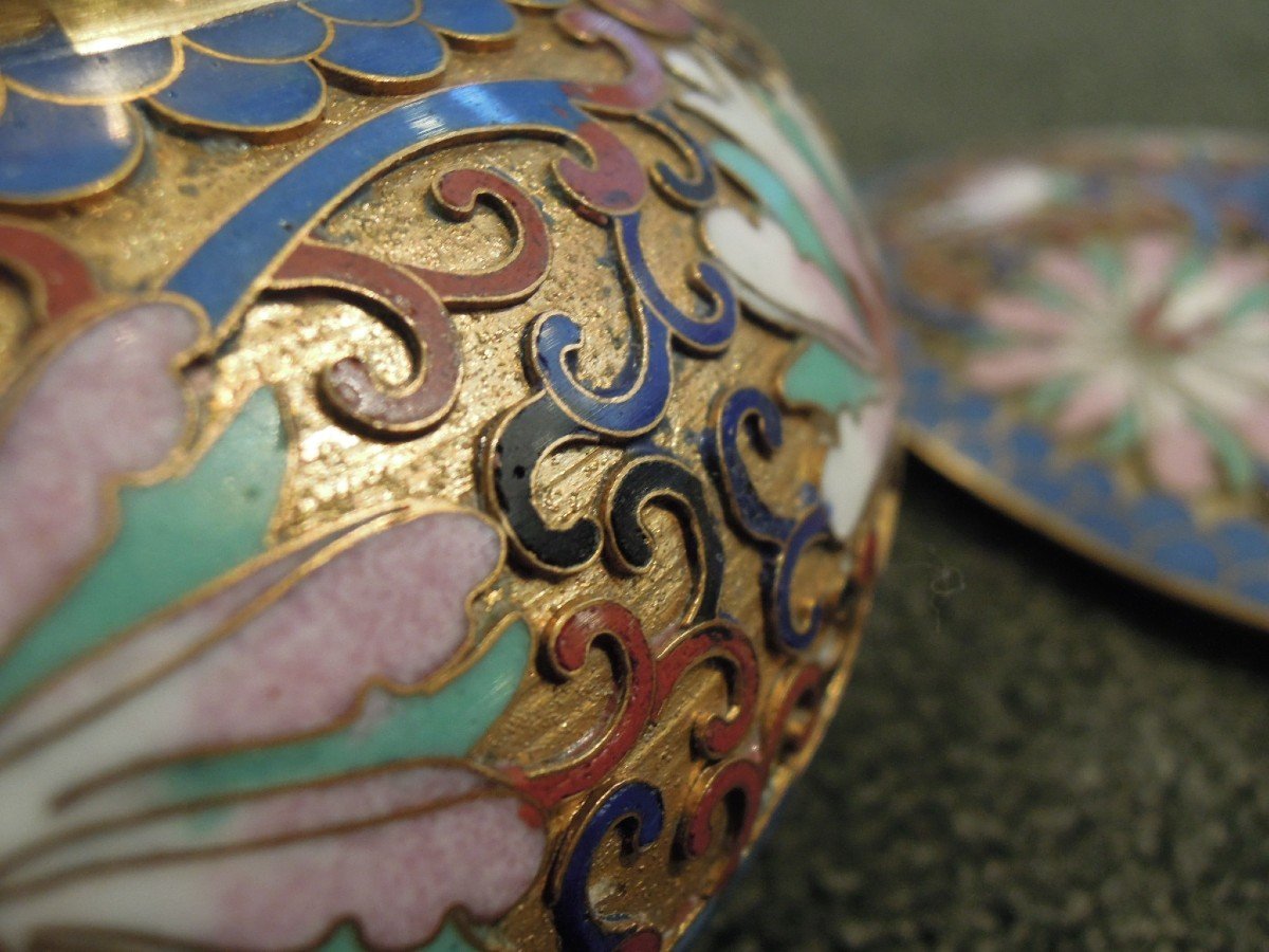 Bonbonnière Or Jar With Lid In Cloisonné Enamel, China Late 19th Century-photo-2