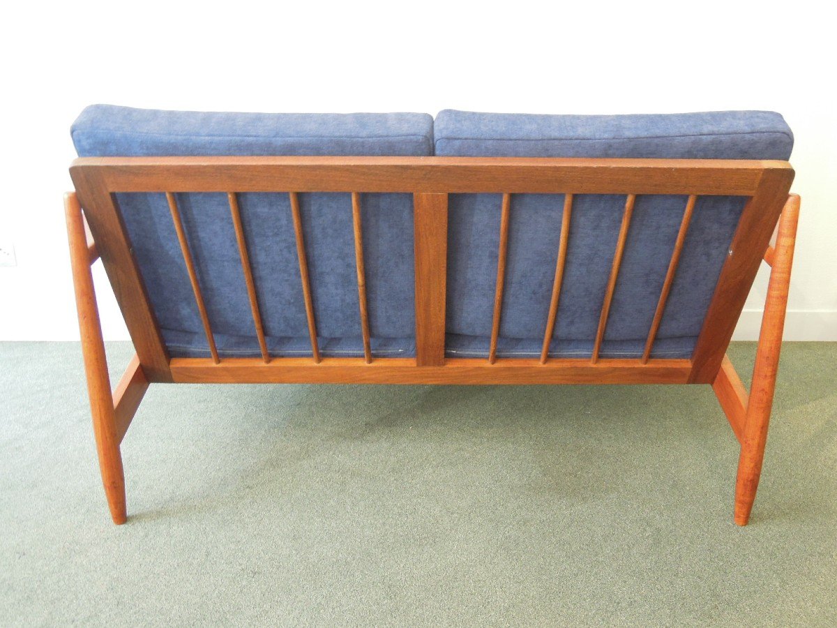 Banquette scandinave 2 places en teck des années 60-photo-3