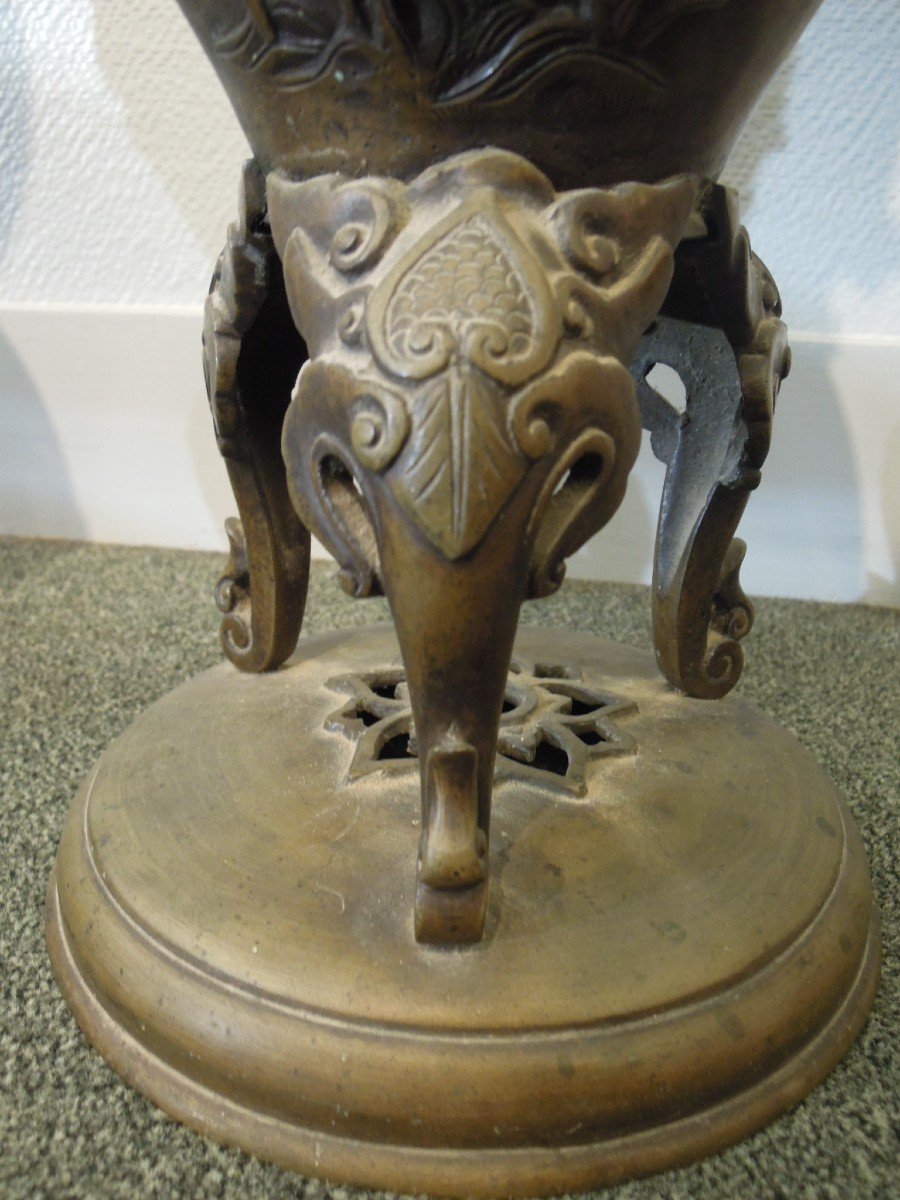 Paire de vases chinois en bronze patiné, XIXe siècle-photo-5