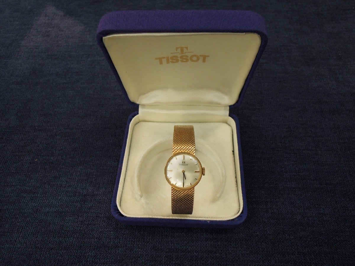 Montre mécanique TISSOT pour femme en or massif 18 carats 18K-photo-2