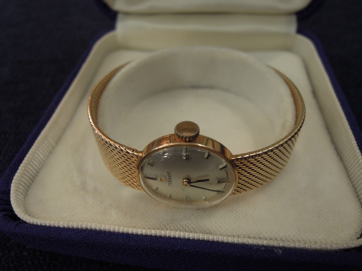 Montre mécanique TISSOT pour femme en or massif 18 carats 18K-photo-8