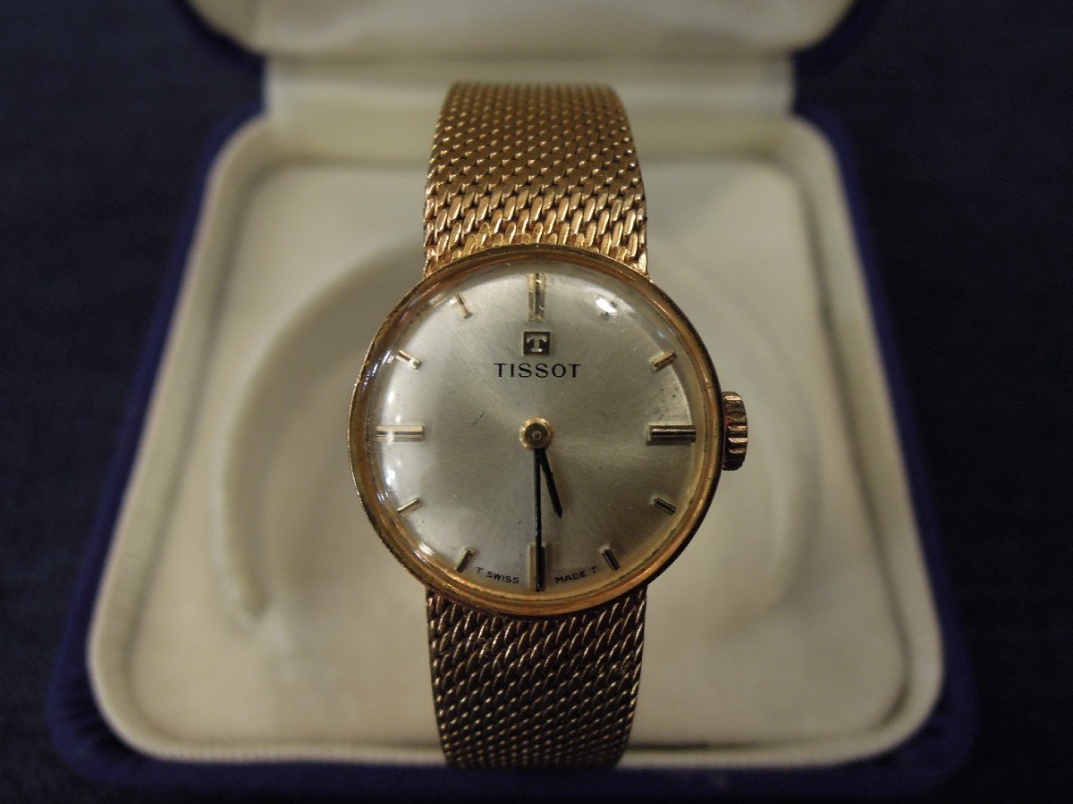 Montre mécanique TISSOT pour femme en or massif 18 carats 18K