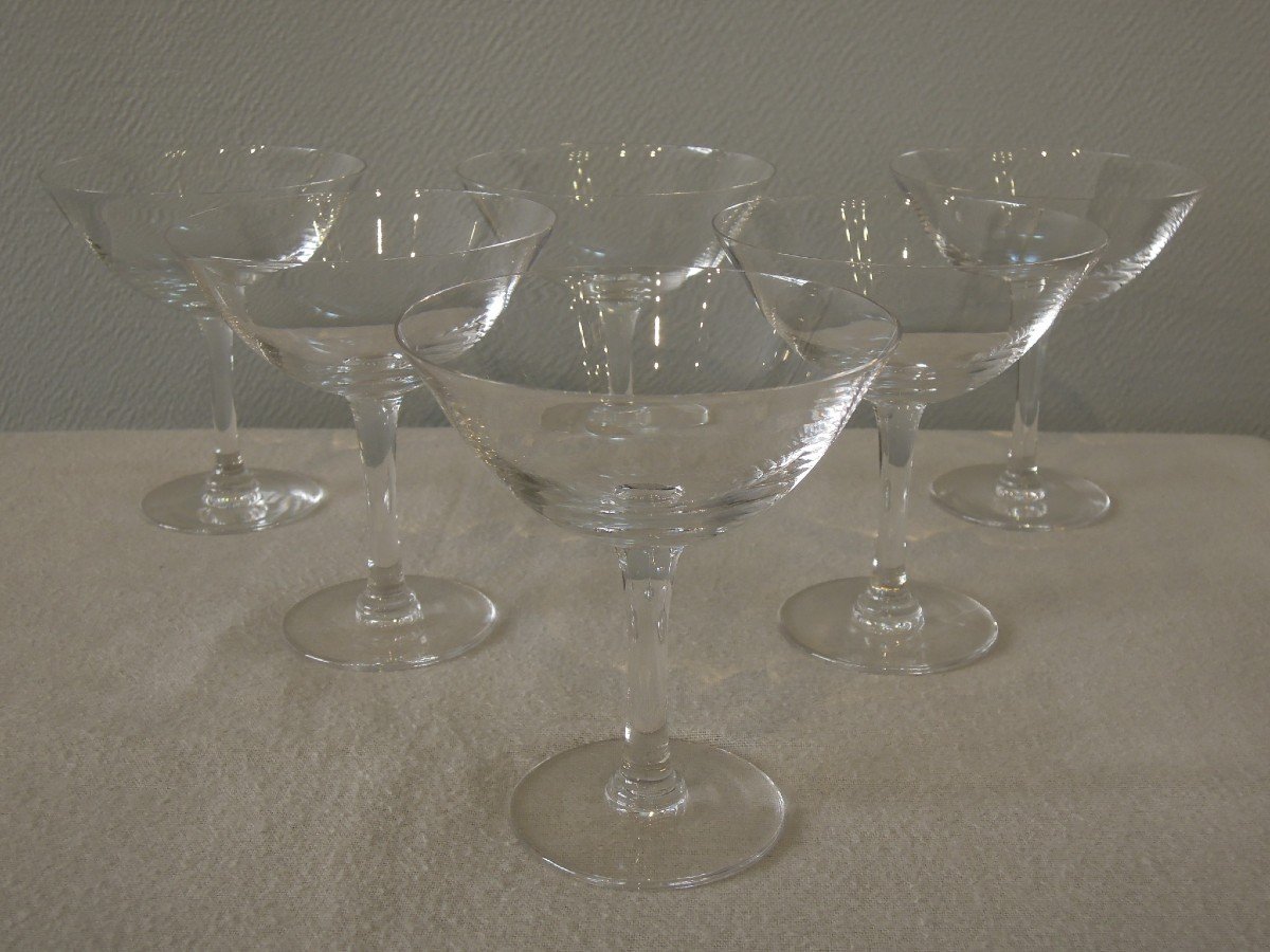 Lalique : 6 coupes à champagne en cristal