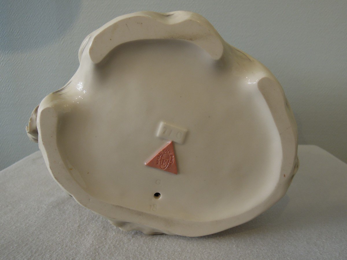 Large Royal Dux Bohemia Bowl From The Art Nouveau Period: Naked Women With Shells-photo-7