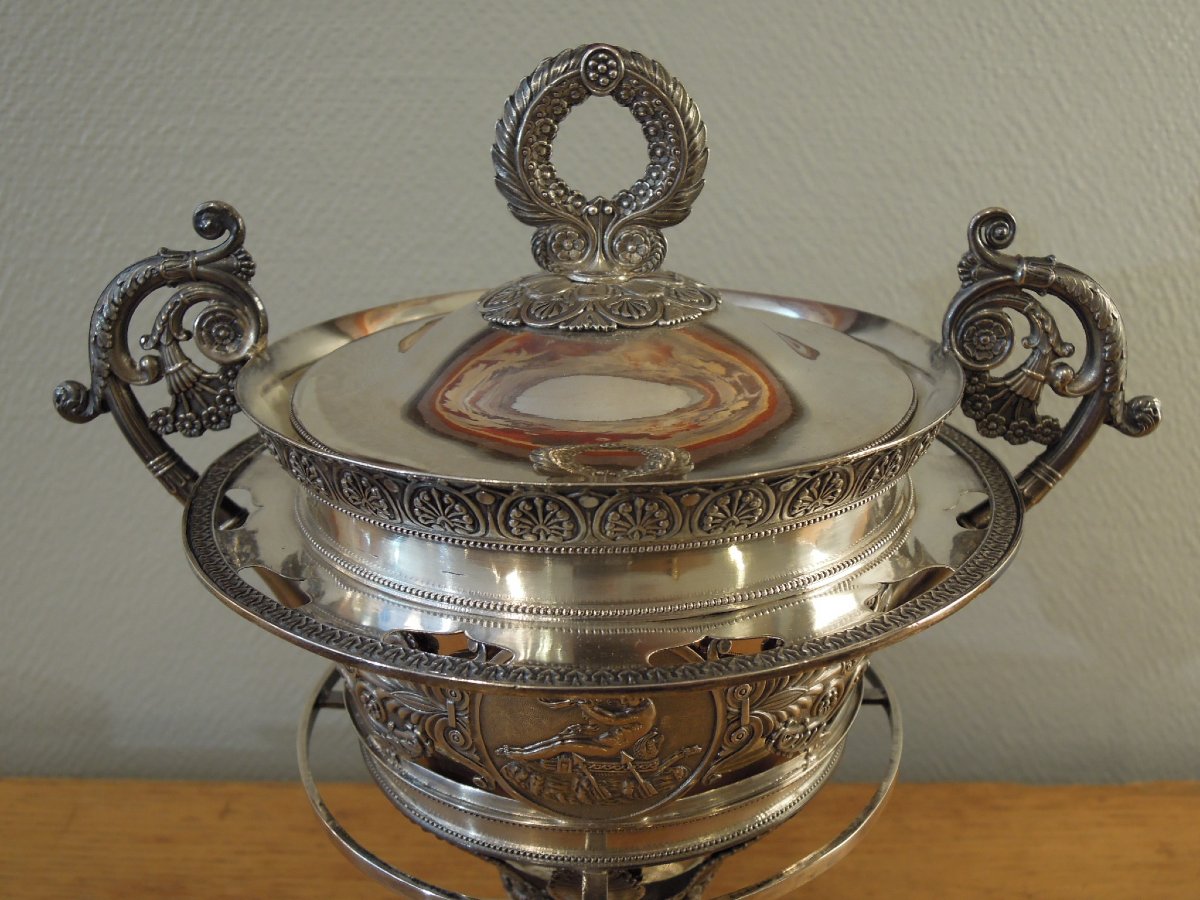 Confiturier d'époque Restauration en argent massif et vermeil de Charles-Antoine Armand Lenglet-photo-5