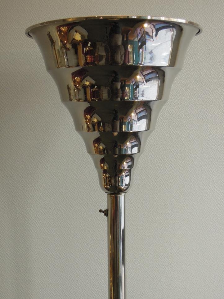 Lampadaire Art-Déco en métal chromé-photo-2