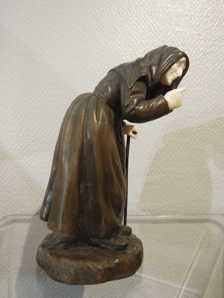 Chryséléphantine signée de Paul d'Aire (act. 1890-1910) : la vieille ou la sorcière-photo-3