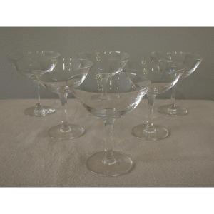 Lalique : 6 coupes à champagne en cristal