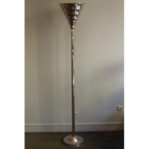Lampadaire Art-Déco en métal chromé