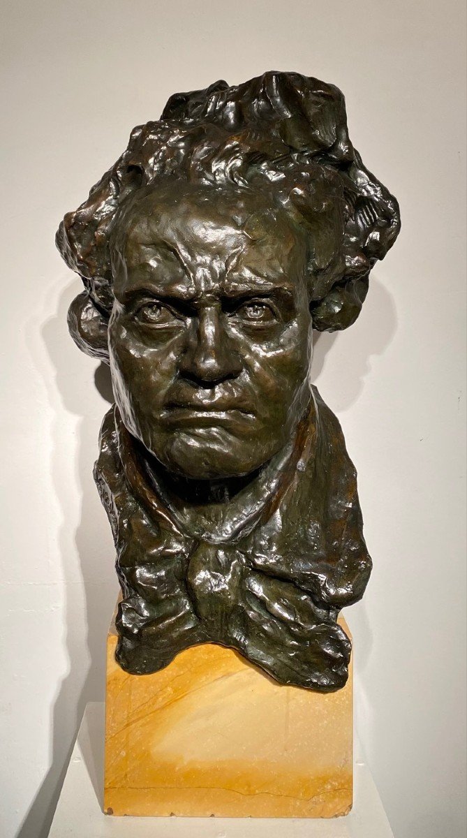 Bronze Buste De Beethoven -grandeur Nature- Italo Giordani -valsuani Cire Perdue-78 Cm!-photo-2