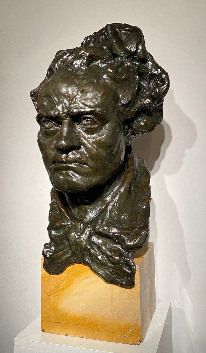 Bronze Buste De Beethoven -grandeur Nature- Italo Giordani -valsuani Cire Perdue-78 Cm!-photo-3