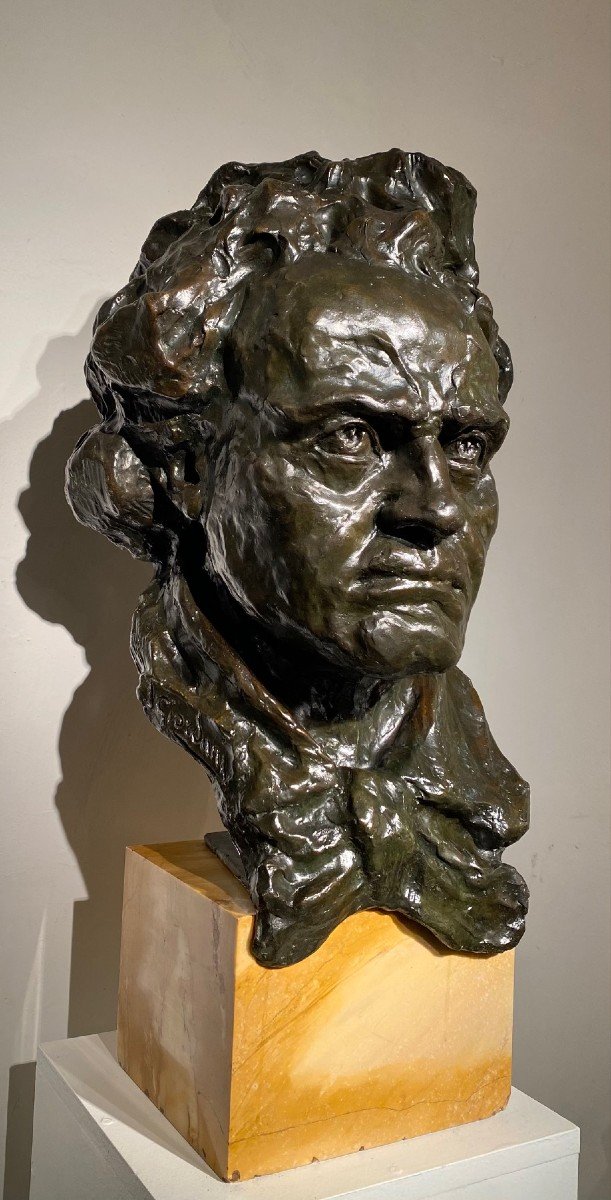 Bronze Buste De Beethoven -grandeur Nature- Italo Giordani -valsuani Cire Perdue-78 Cm!-photo-4