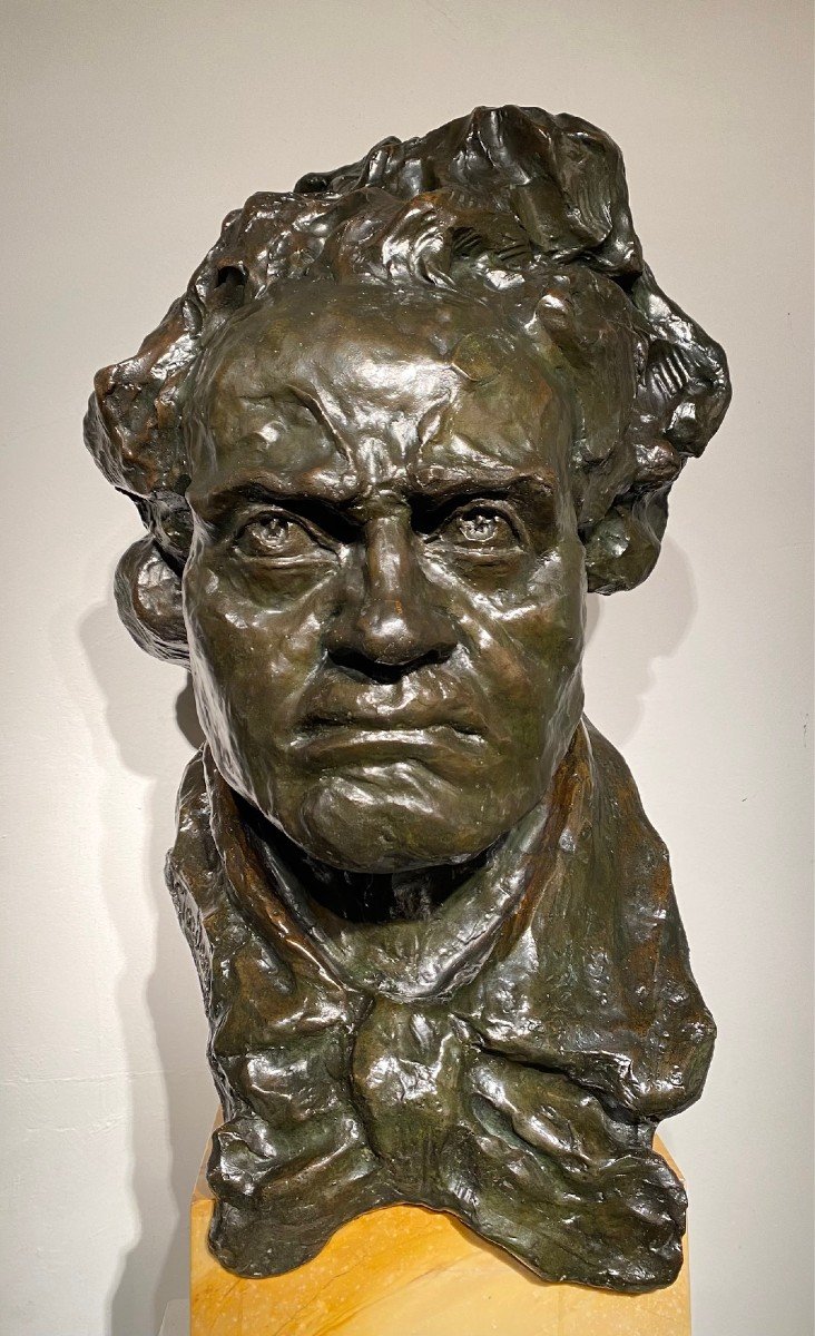 Bronze Buste De Beethoven -grandeur Nature- Italo Giordani -valsuani Cire Perdue-78 Cm!-photo-1