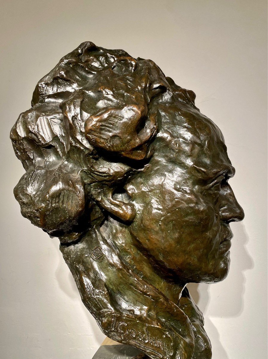 Bronze Buste De Beethoven -grandeur Nature- Italo Giordani -valsuani Cire Perdue-78 Cm!-photo-5