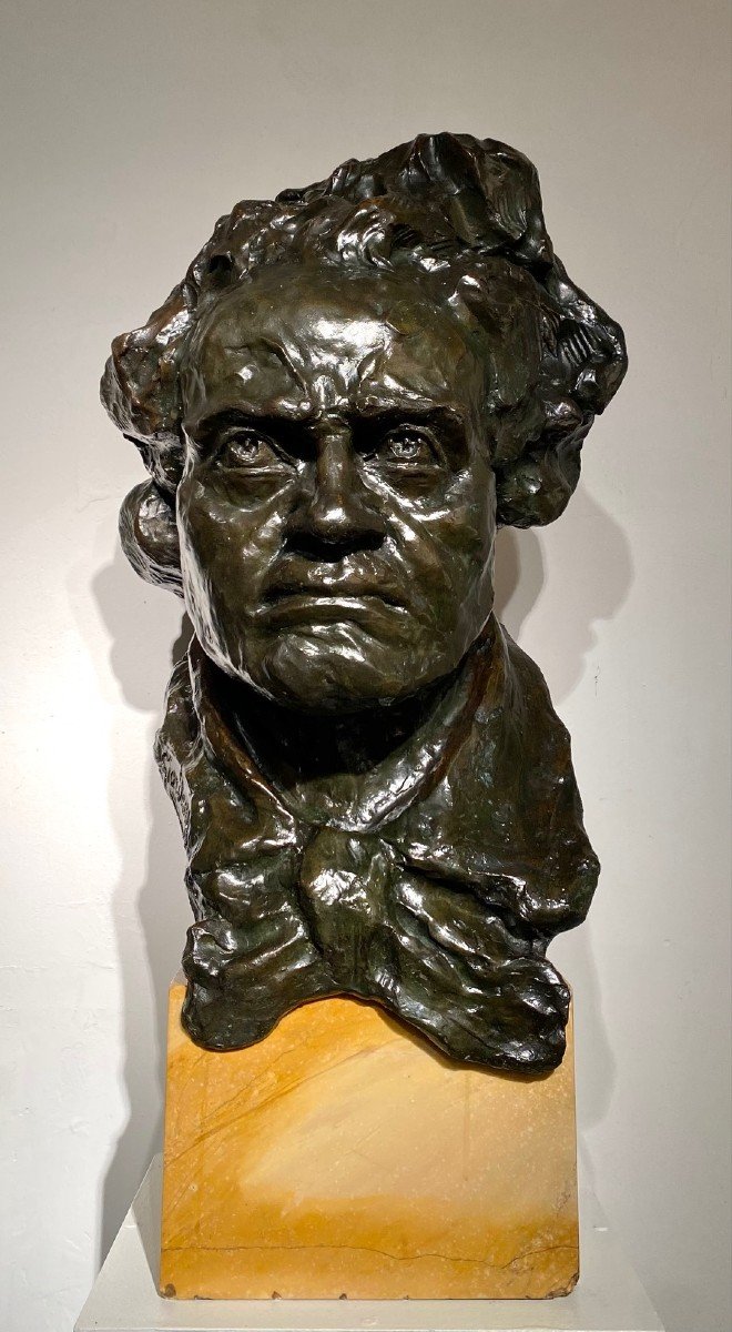 Bronze Buste De Beethoven -grandeur Nature- Italo Giordani -valsuani Cire Perdue-78 Cm!-photo-8