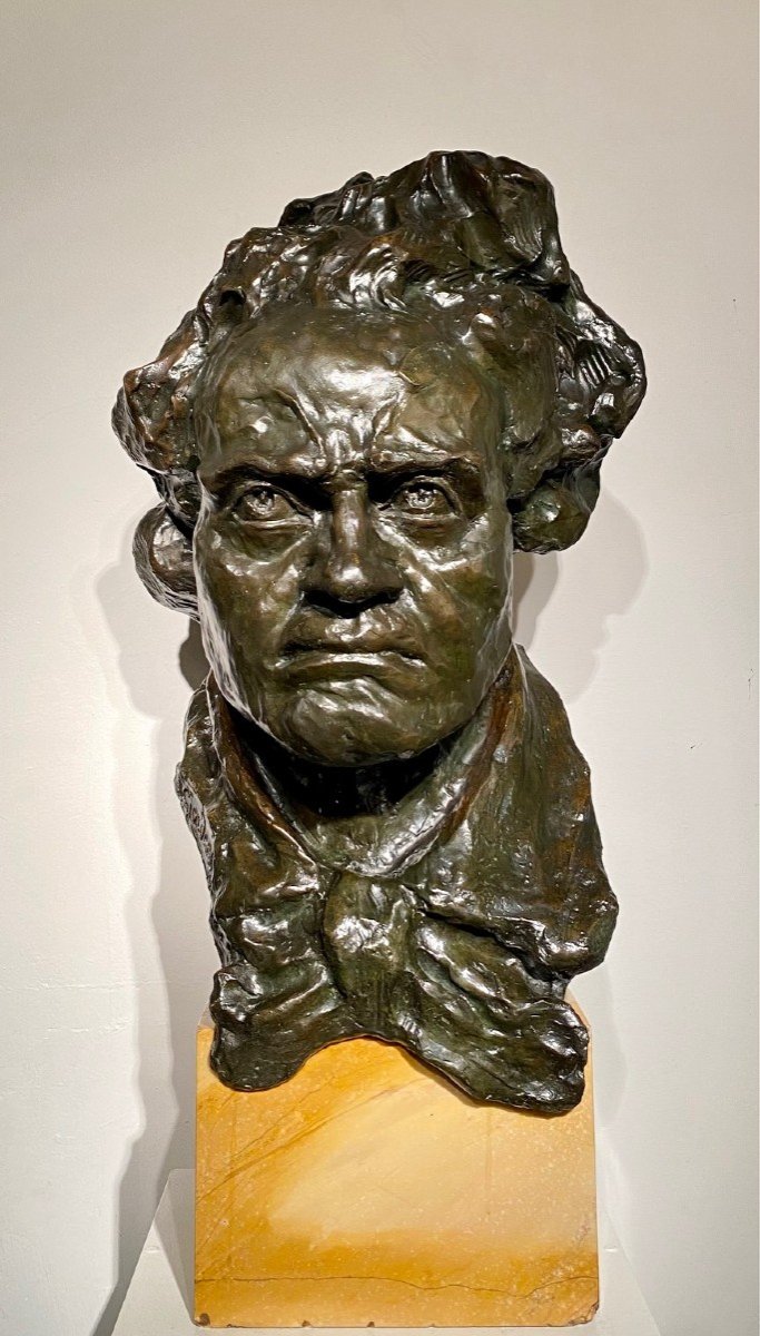 Bronze Buste De Beethoven -grandeur Nature- Italo Giordani -valsuani Cire Perdue-78 Cm!