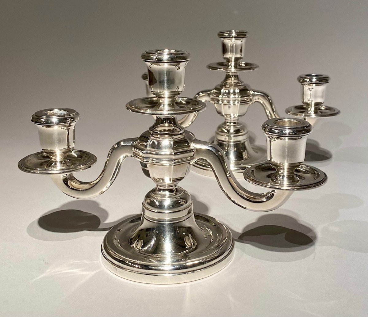 Pair Of Art Deco Style Candelabras, Sterling Silver, Tétard And Frères Paris-photo-6