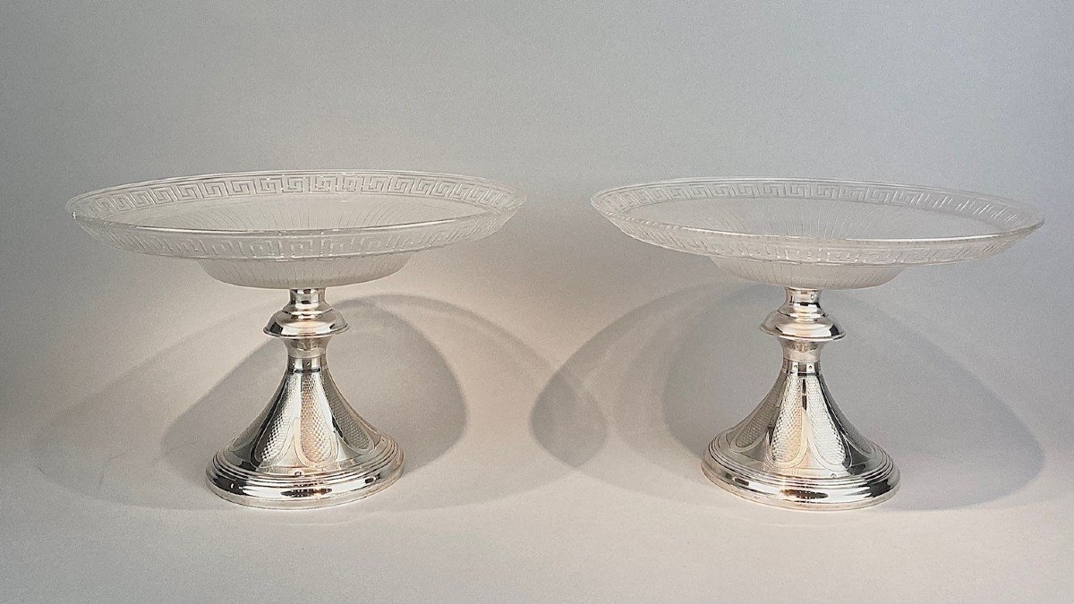 Pair Of Silver And Dutch Crystal Display Cups From The Nineteenth Century-photo-2
