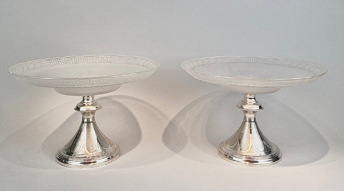 Pair Of Silver And Dutch Crystal Display Cups From The Nineteenth Century-photo-3