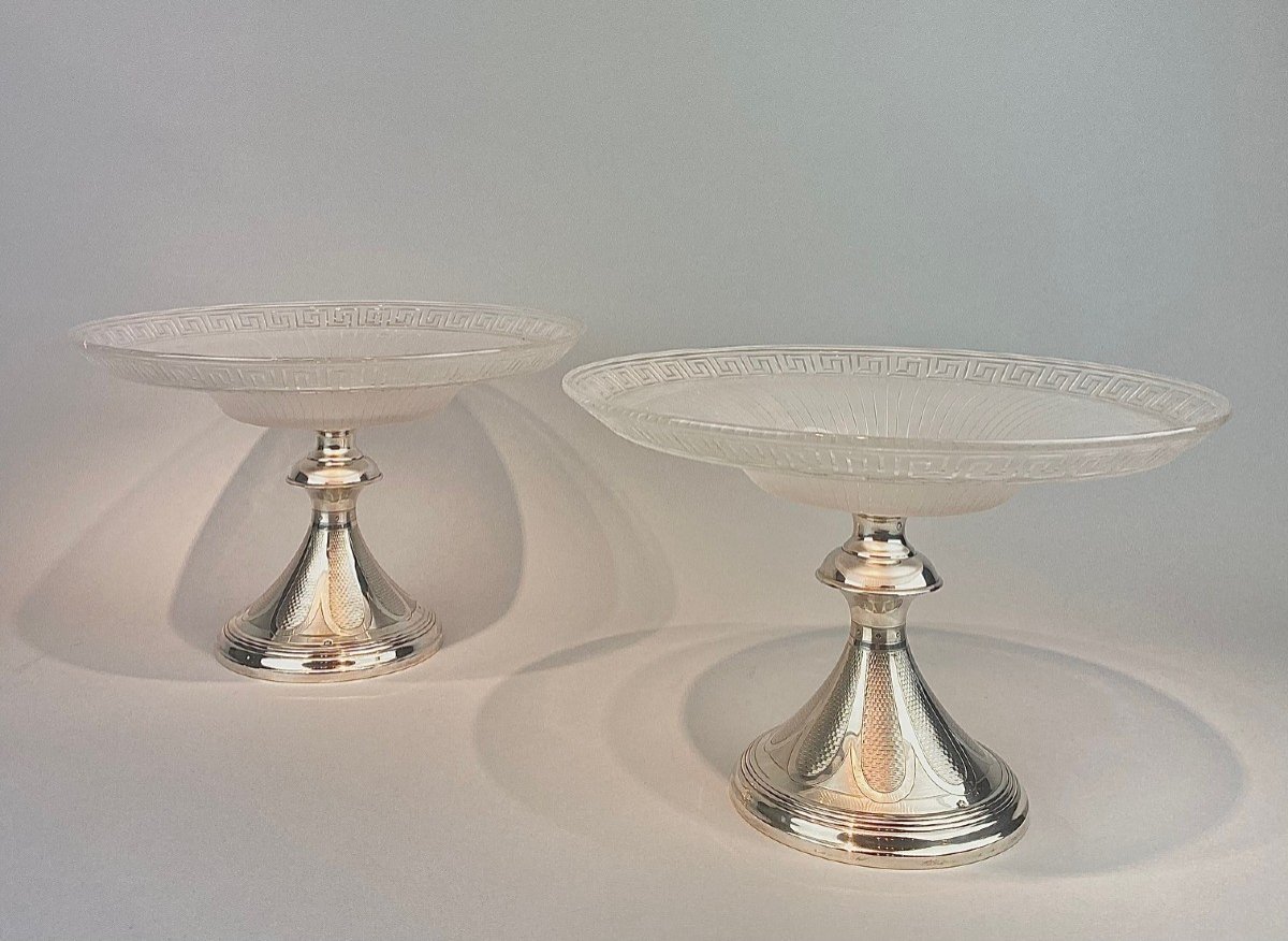 Pair Of Silver And Dutch Crystal Display Cups From The Nineteenth Century-photo-2