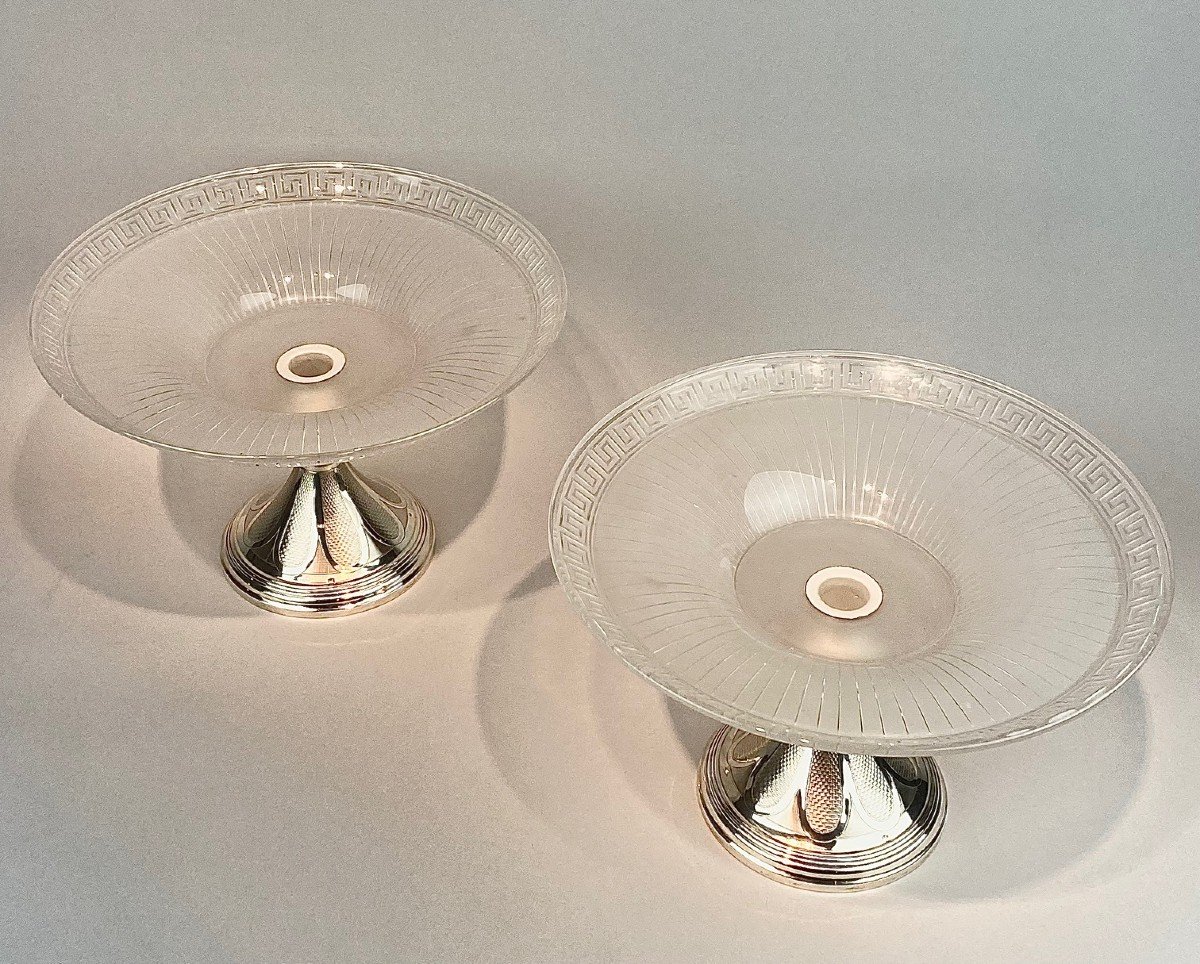 Pair Of Silver And Dutch Crystal Display Cups From The Nineteenth Century-photo-4