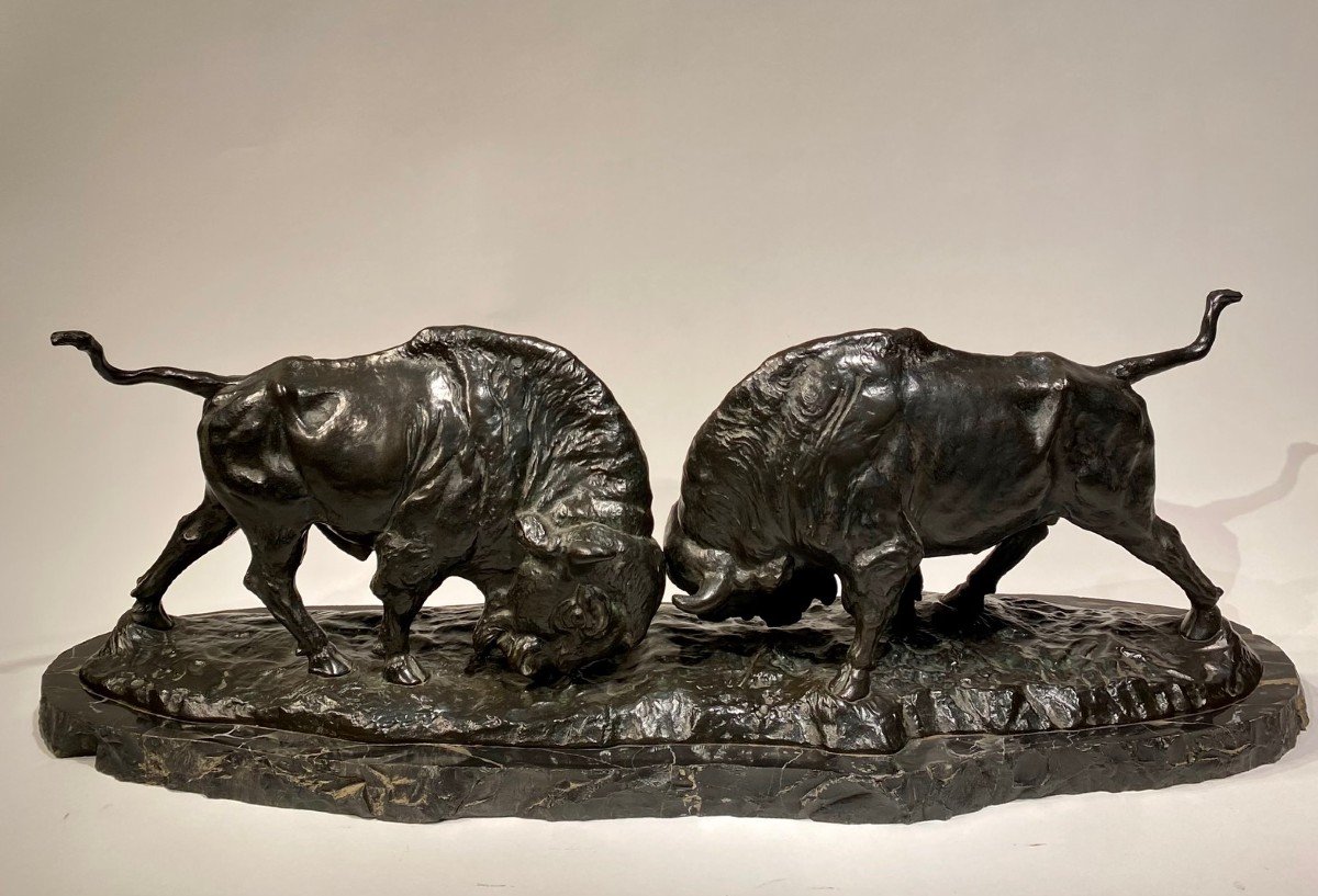 A Bronze Group Of Two Bison, Franz Iffland (1862-1935)-photo-7