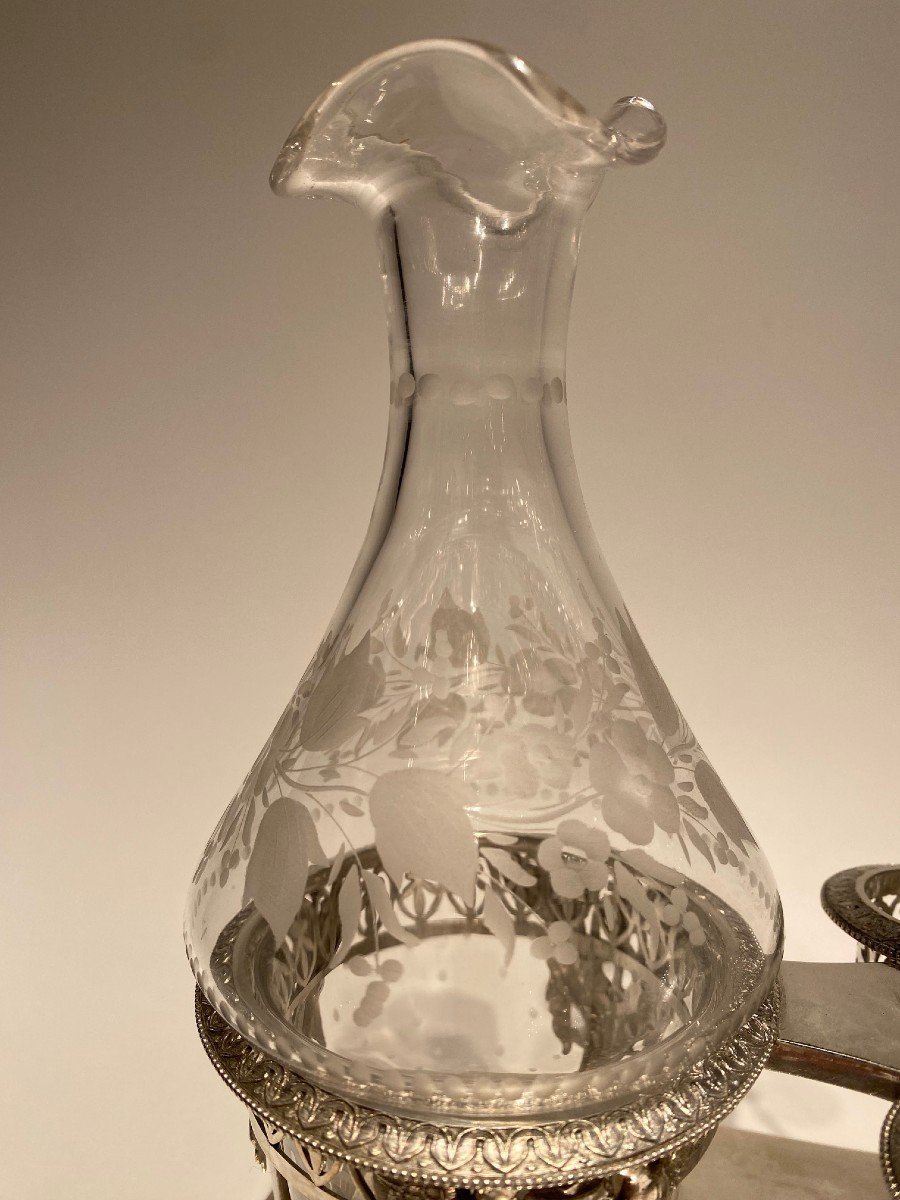 Empire Menage In Silver And Cut Glass For Oil And Vinegar-photo-1