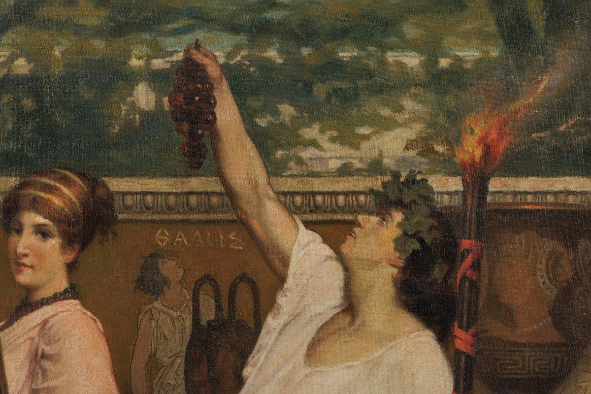 Un Grand Tableau De Henri Verbuecken (1848-1926). La Bacchanale-photo-2