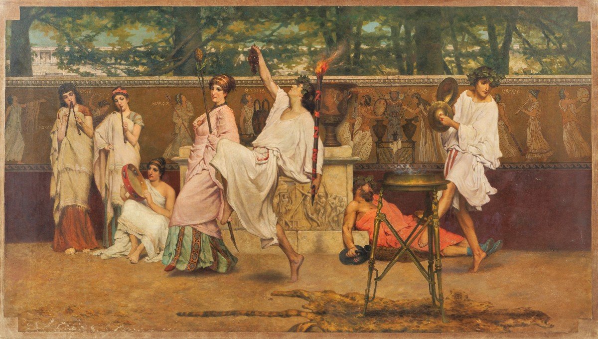 Un Grand Tableau De Henri Verbuecken (1848-1926). La Bacchanale-photo-1