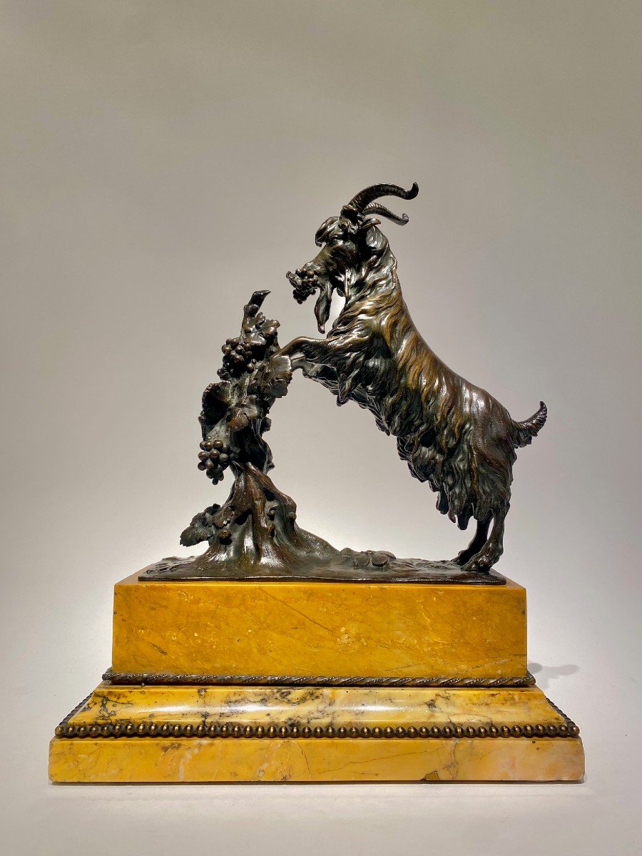 Un Bronze  Bouc Sur Un Socle En Marbre De Sien-photo-2