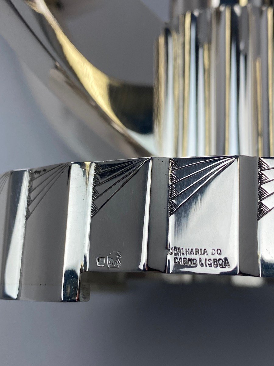 Une  Paire De Candélabres Art Déco Portugais En Argent Par Joalharia Do Carmo Lisbonne.-photo-8