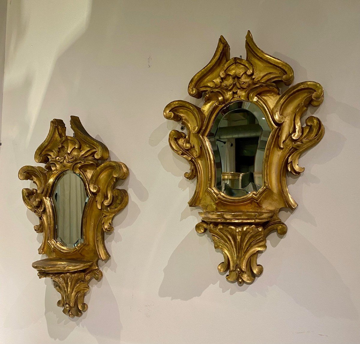 Paire De Miroirs En Bois Doré, XIX ème-photo-4