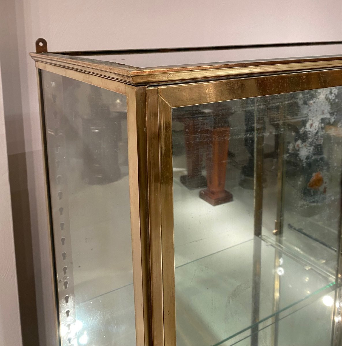 Pair Of Vintage Brass Display Cabinets-photo-5