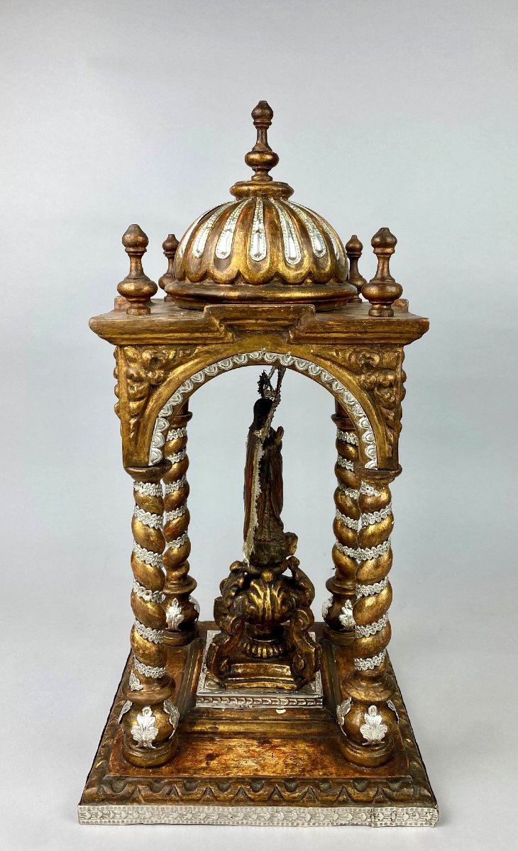 Early 18th Century Tabernacle In Wood And Solid Silver-photo-3