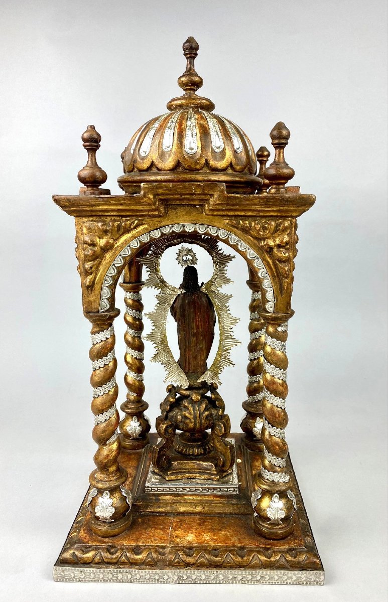 Early 18th Century Tabernacle In Wood And Solid Silver-photo-4
