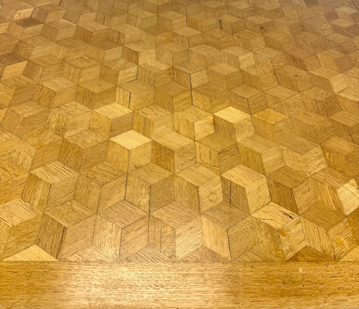 table basse sur mesure avec un plateau en chêne du début du XXe siècle -photo-3