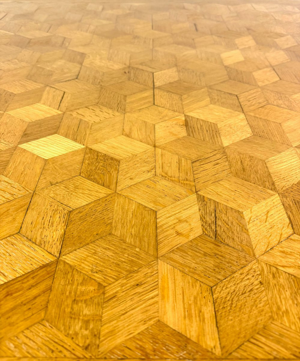 table basse sur mesure avec un plateau en chêne du début du XXe siècle -photo-7